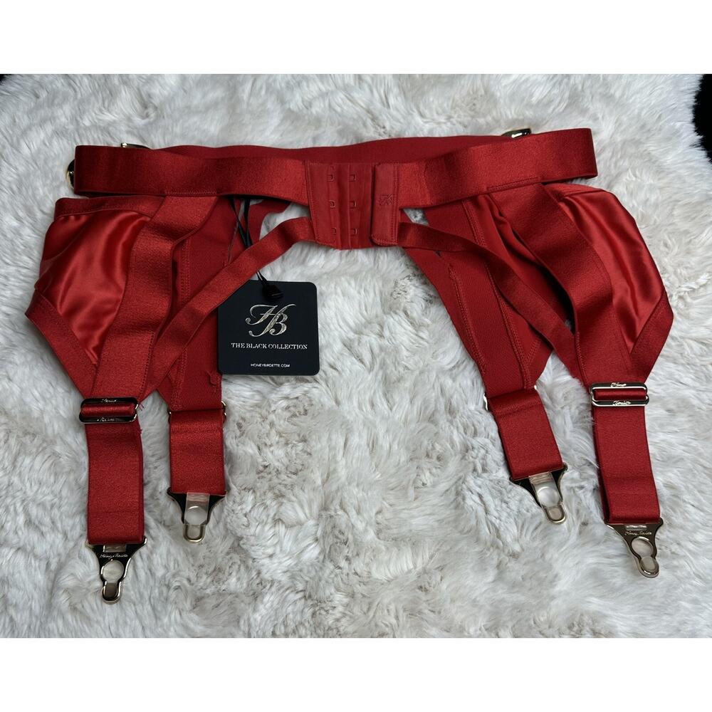 Honey Birdette GIA❤️ Red Gold Buckle Garter Suspender Belt Small - Picture 3 of 5